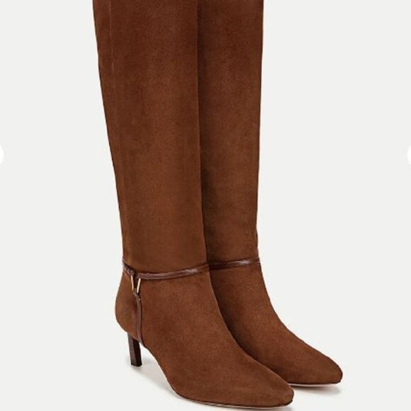 NWOB Veronica Beard Brown Suede Leather Kenzie Mid-Heel Tall Boots 9.5 - Picture 1 of 11
